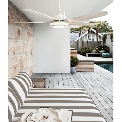 Lucci air 213176-LED himmennettävä kattovalo LOUISVILLE 1xGX53/18W/230V puu/valkoinen + kauko-ohjaus