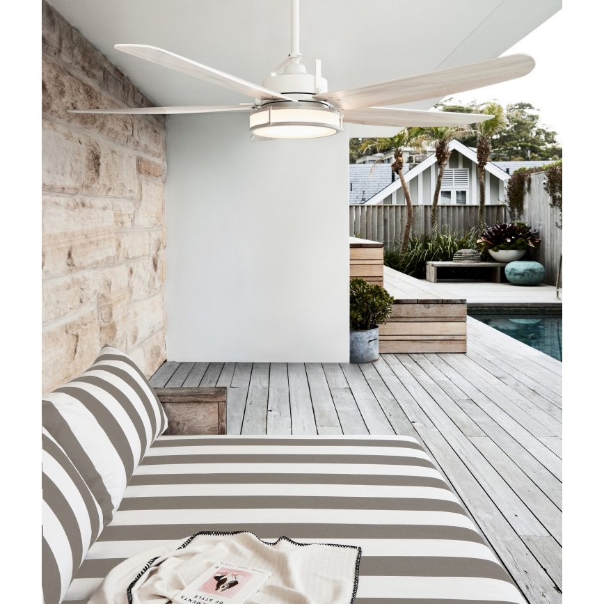 Lucci air 213176-LED himmennettävä kattovalo LOUISVILLE 1xGX53/18W/230V puu/valkoinen + kauko-ohjaus