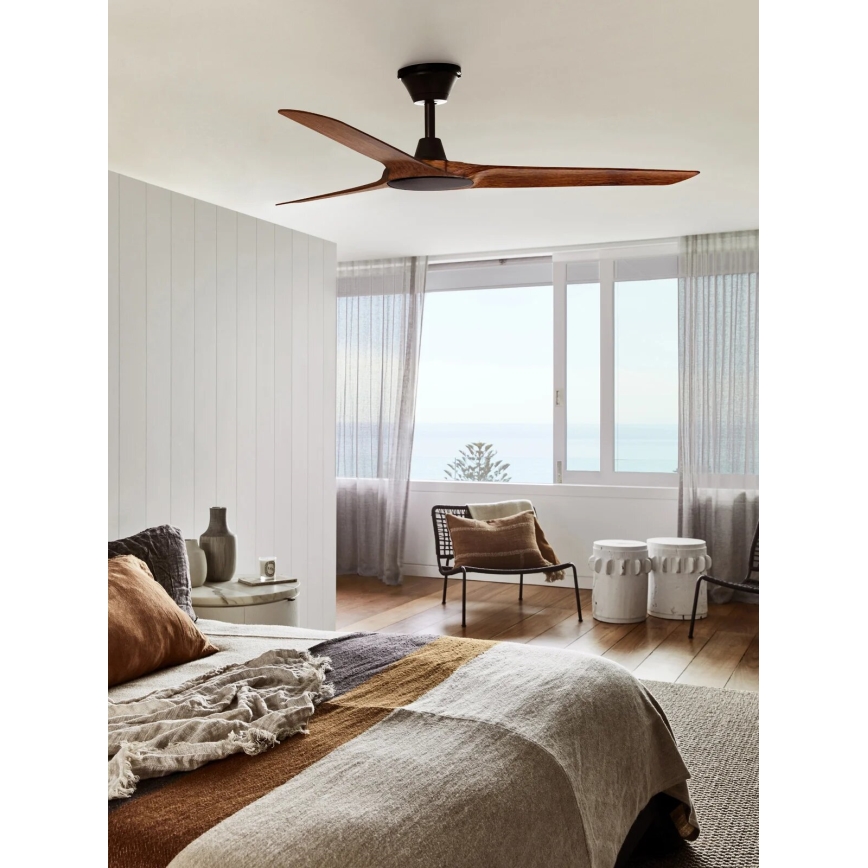 Lucci Air 21321749 - Kattoilmaisin ABYSS Ø 142 cm IP66 ruskea + kaukosäädin