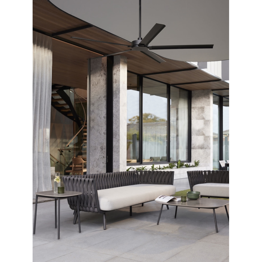 Lucci air 21616149 - Kattoilmaisin MONZA IP55 musta + kaukosäädin