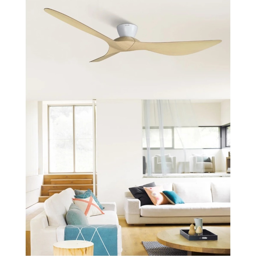Lucci Air 514031 - Kattotuuletin KOTARA, halkaisija 137 cm, beige/valkoinen + kauko-ohjain