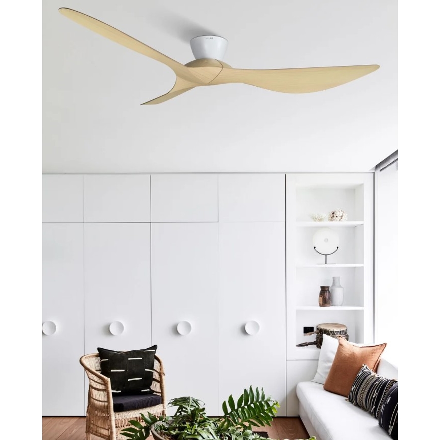 Lucci Air 514031 - Kattotuuletin KOTARA, halkaisija 137 cm, beige/valkoinen + kauko-ohjain