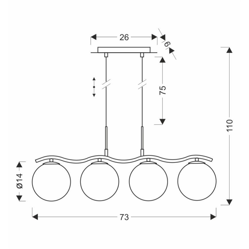 LUMOS-riippuvalaisin johdolla 4xG9/20W/230V, savunmusta