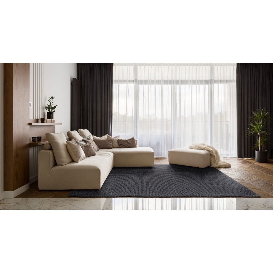 Luonnollinen matto FIR WOOL 160x230 cm 2600 g/m2 antrasiitti