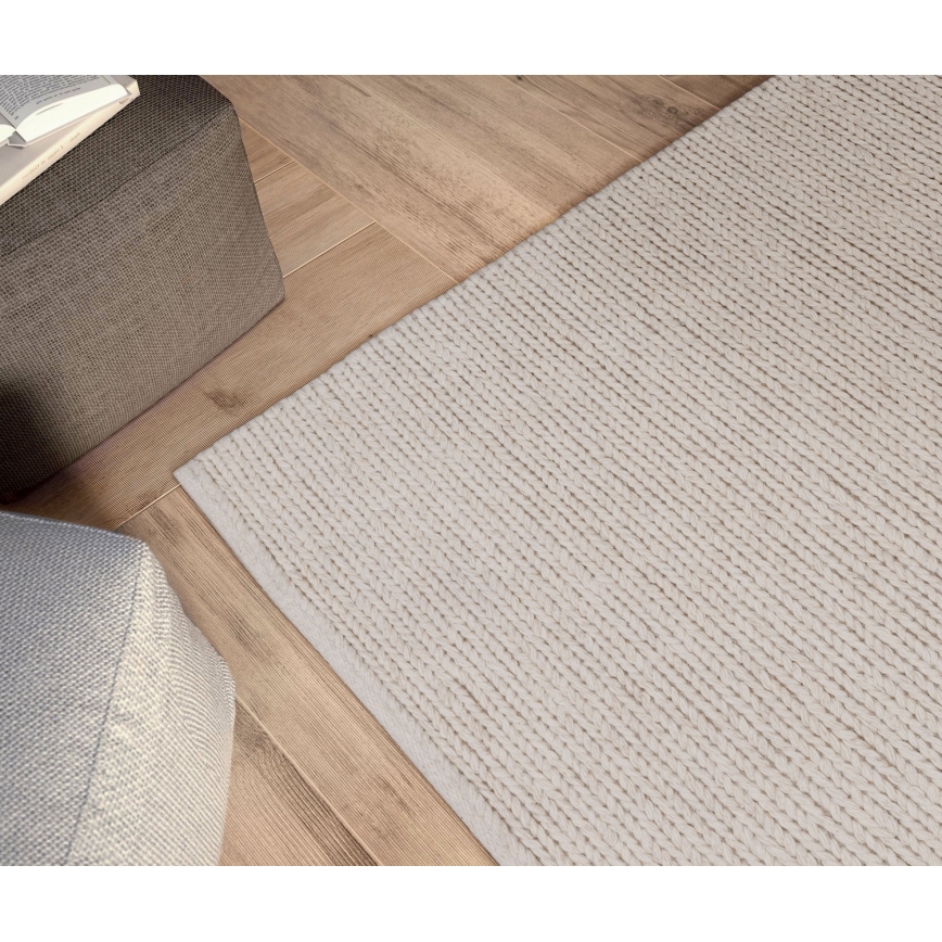 Luonnollinen matto FIR WOOL 200x300 cm 2600 g/m2 kermanvärinen