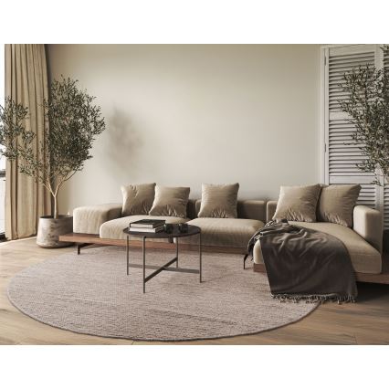 Luonnollinen pyöreä matto FIR WOOL 160 cm 2600 g/m2 beige