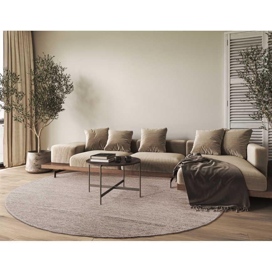 Luonnollinen pyöreä matto FIR WOOL 160 cm 2600 g/m2 beige