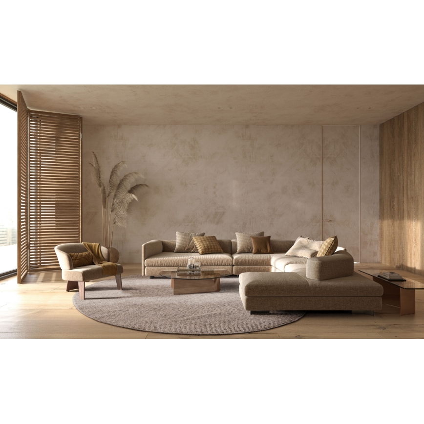 Luonnollinen pyöreä matto FIR WOOL 160 cm 2600 g/m2 beige