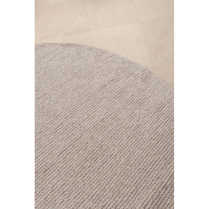 Luonnollinen pyöreä matto FIR WOOL 160 cm 2600 g/m2 beige