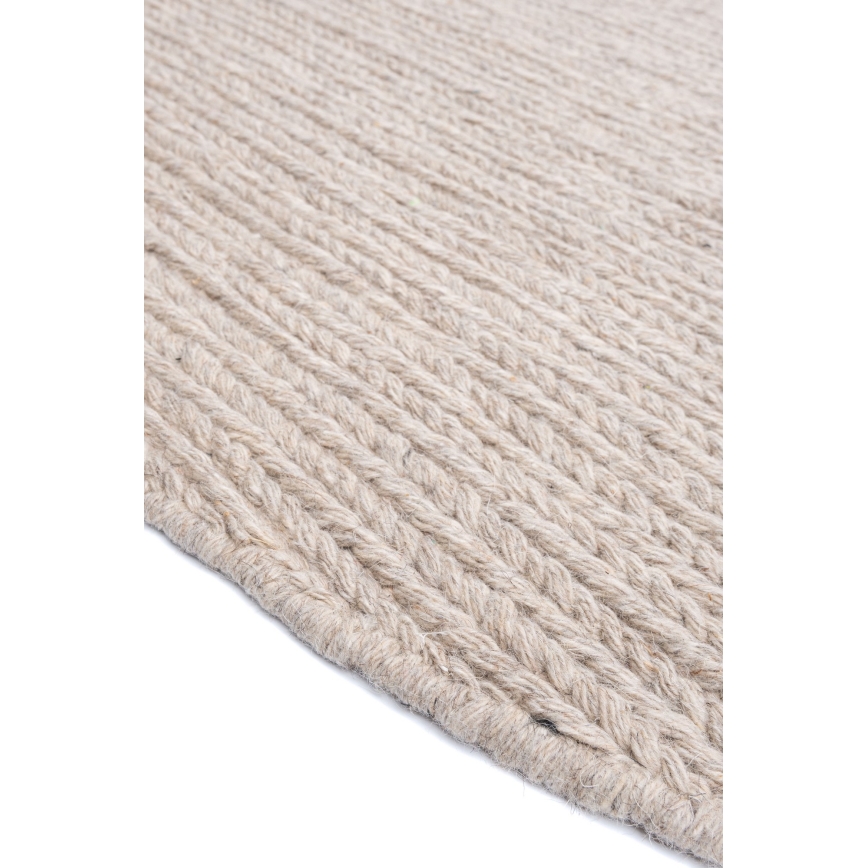 Luonnollinen pyöreä matto FIR WOOL 160 cm 2600 g/m2 beige