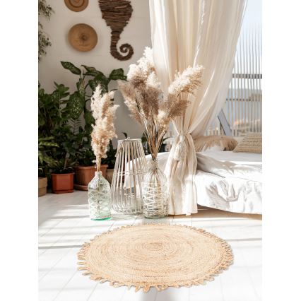 Luonnollinen pyöreä matto JUTA 100 cm beige