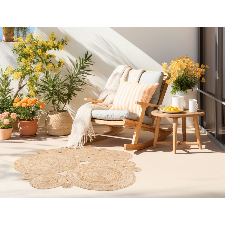 Luonnollinen pyöreä matto JUTA 140 cm beige
