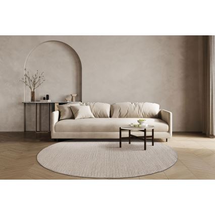 Luonnollinen pyöreä villamatto FIR WOOL 160 cm 2600 g/m2 kermanvärinen