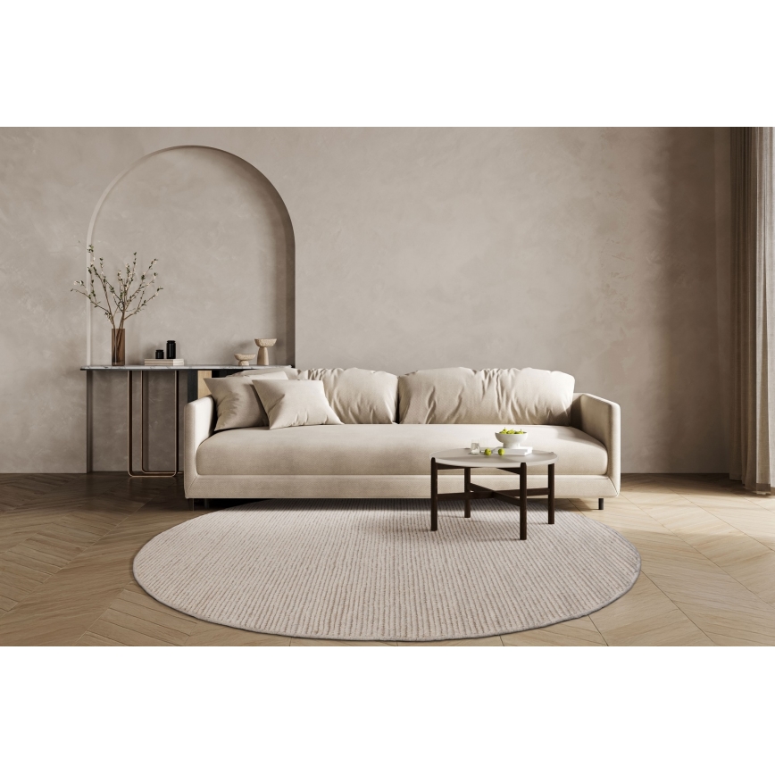 Luonnollinen pyöreä villamatto FIR WOOL 160 cm 2600 g/m2 kermanvärinen
