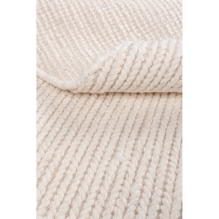 Luonnollinen pyöreä villamatto FIR WOOL 160 cm 2600 g/m2 kermanvärinen
