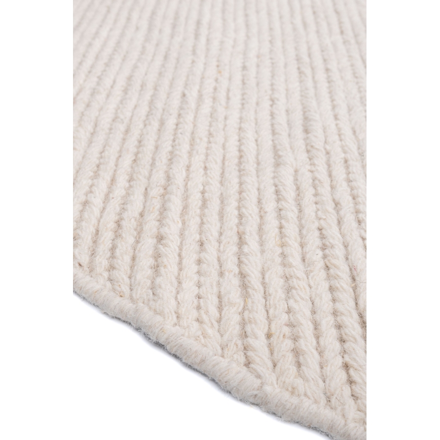 Luonnollinen pyöreä villamatto FIR WOOL 160 cm 2600 g/m2 kermanvärinen