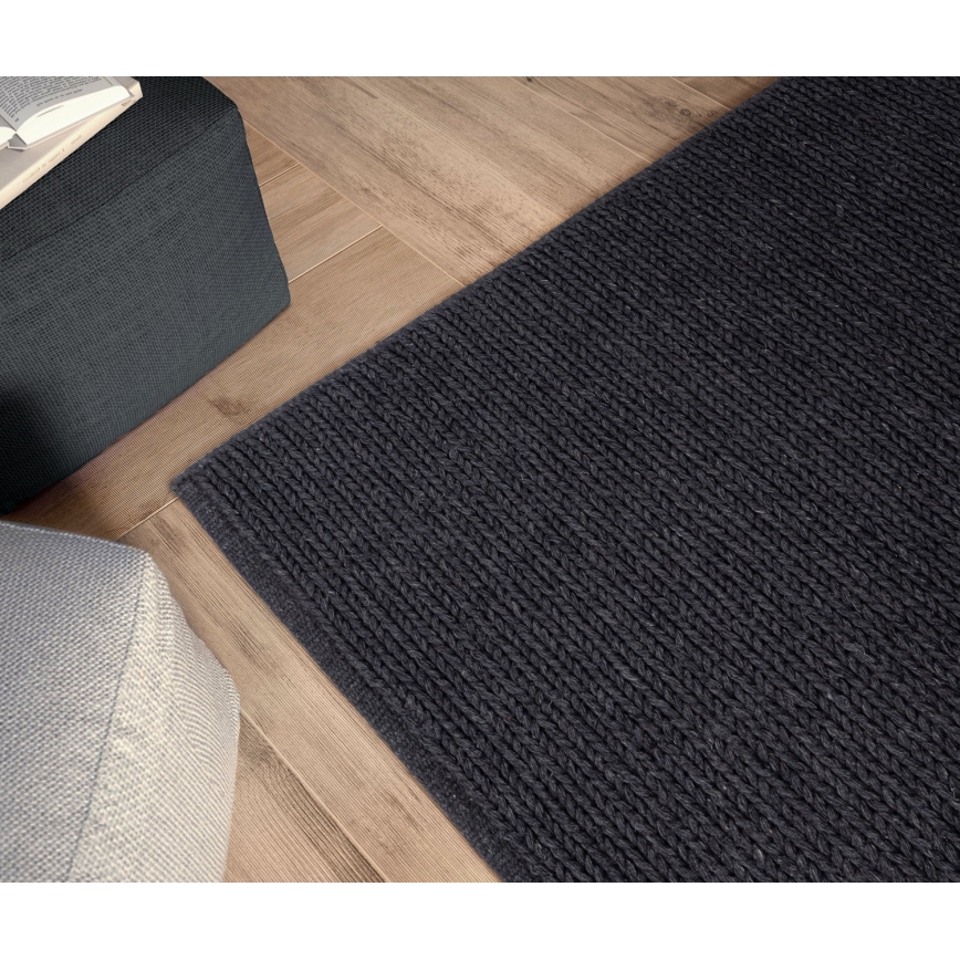 Luonnollinen villamatto FIR WOOL 70x140 cm 2600 g/m2 antrasiitti