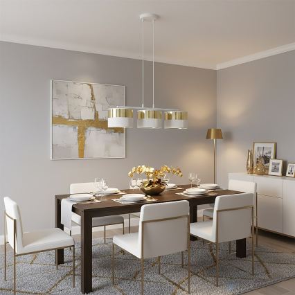 LUX-riippuvalaisin vaijerilla 3xE27/15W/230V valkoinen/kultainen