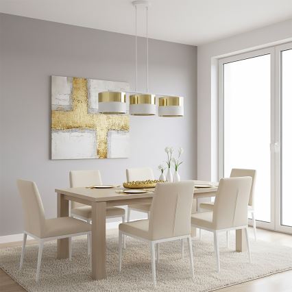 LUX-riippuvalaisin vaijerilla 3xE27/15W/230V valkoinen/kultainen
