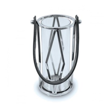 Lyhty FRAGIL 26 cm kiiltävä kromi/musta