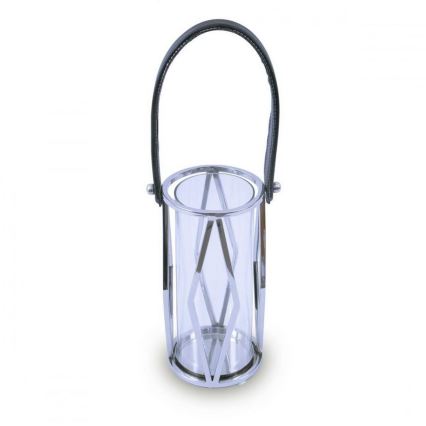 Lyhty FRAGIL 26 cm kiiltävä kromi/musta