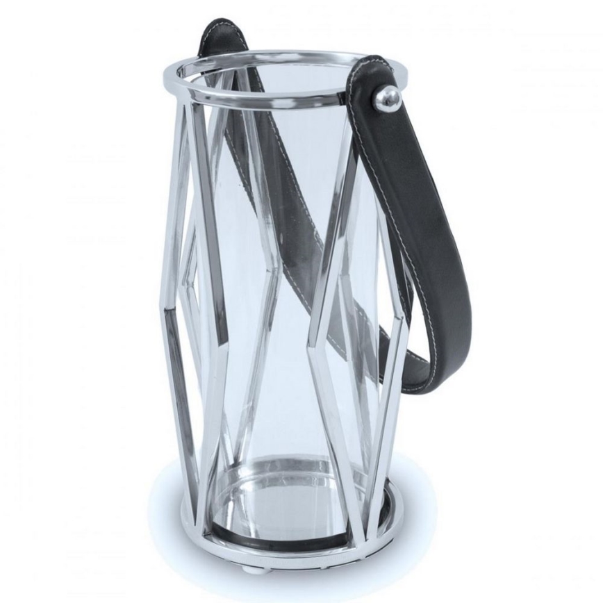 Lyhty FRAGIL 26 cm kiiltävä kromi/musta