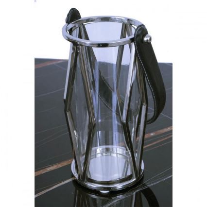 Lyhty FRAGIL 26 cm kiiltävä kromi/musta