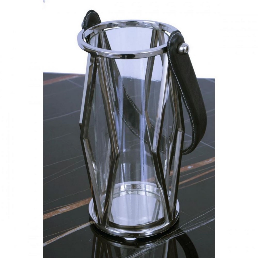 Lyhty FRAGIL 26 cm kiiltävä kromi/musta