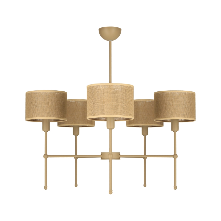 MADELA tankokiinnitteinen kattokruunu 5xE14/40W/230V juutti/beige