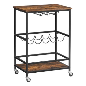 MARGE tarjoilupöytä pulloille ja laseille, ruskea/musta