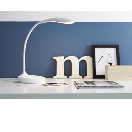 Markslöjd 106093 - LED-himmennettävä pöytävalaisin USB SWAN LED / 4,6W / 230V