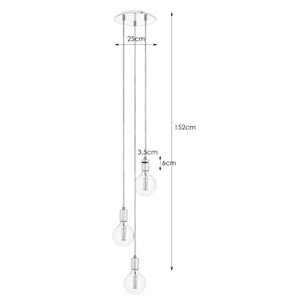 Markslöjd 106334 - Kattokruunu narulla SKY 3xE27/60W/230V