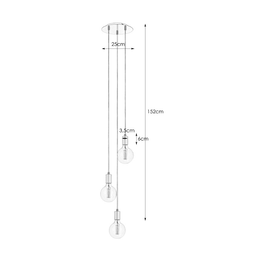 Markslöjd 106334 - Kattokruunu narulla SKY 3xE27/60W/230V