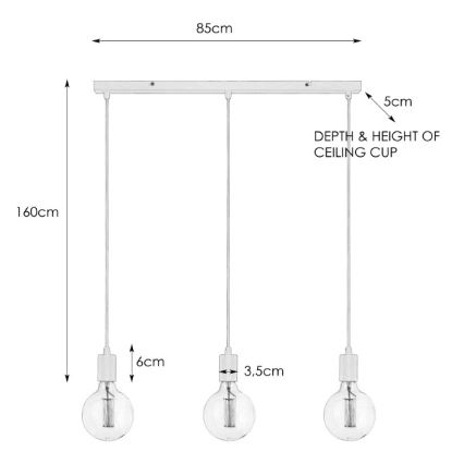 Markslöjd 106335 - Kattokruunu narulla SKY 3xE27/60W/230V
