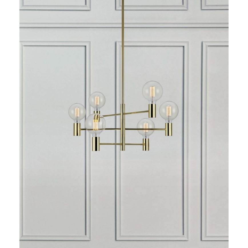 Markslöjd 106418 - Riippukattokruunu CAPITAL 6xE27/60W/230V messinki