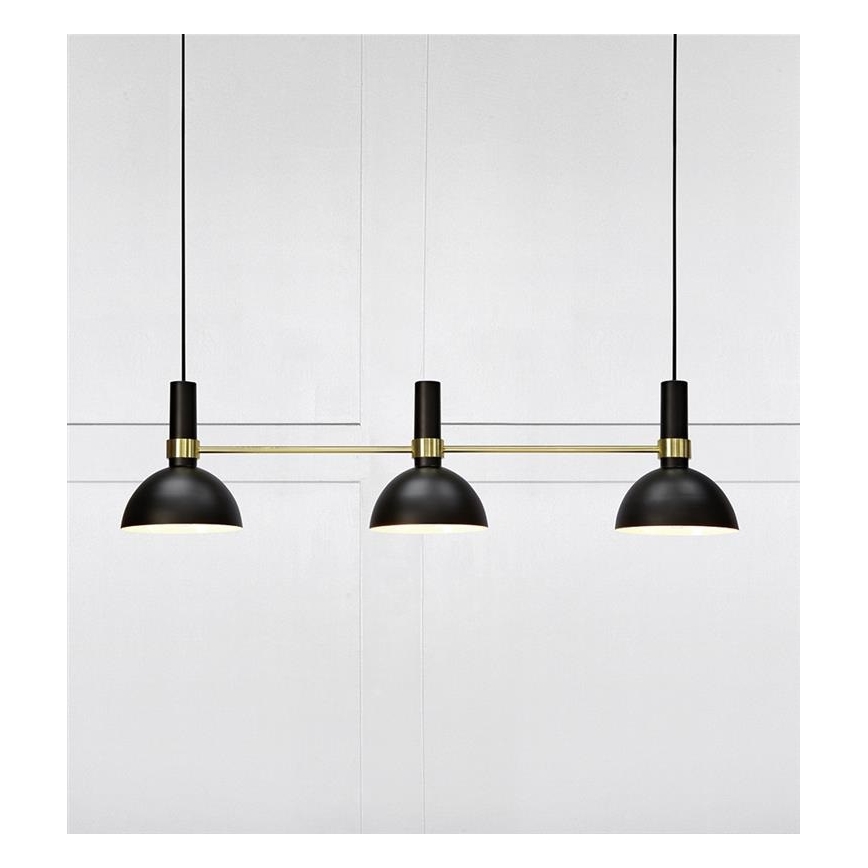 Markslöjd 106971 - Kattokruunu narulla LARRY 3xE27/60W/230V musta/kultainen