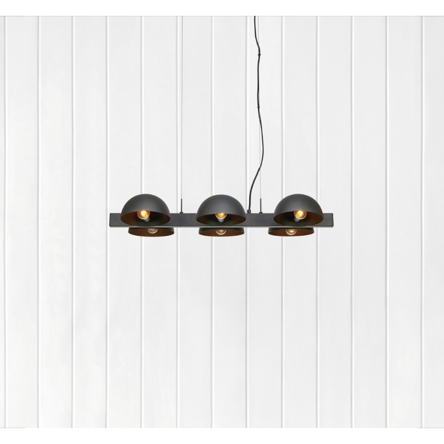 Markslöjd 107138 - Kattokruunu narulla FLAMINGO 6xE14/40W/230V musta