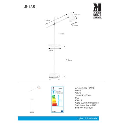 Markslöjd 107308 - Floor lamp USB LINEAR 1xE14/40W/230V