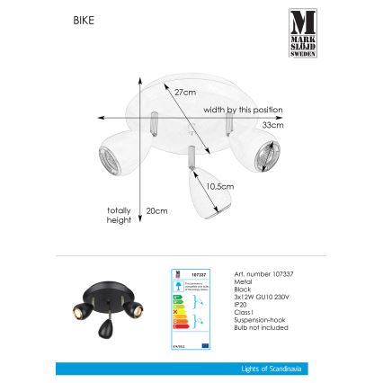 Markslöjd 107337 - Kohdevalo BIKE 3xGU10/12W/230V