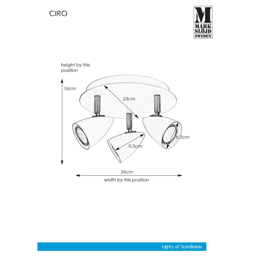 Markslöjd 107411 - Kohdevalo CIRO 3xGU10/35W/230V