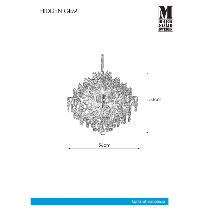 Markslöjd 107415 - Kristalli-ketjukattokruunu HIDDEN 6xE14/40W/230V