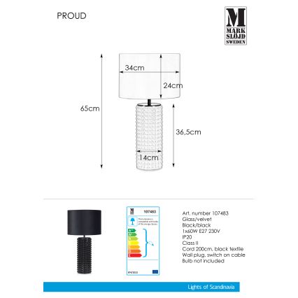 Markslöjd 107483 - Pöytävalaisin PROUD 1xE27/60W/230V