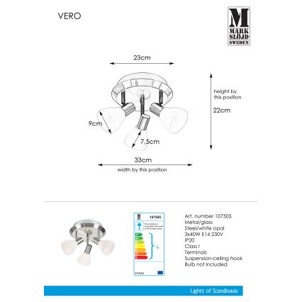 Markslöjd 107505 - Kohdevalo VERO 3xE14/40W/230V kiiltävä kromi