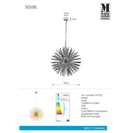 Markslöjd 107752 - Kattokruunu johdossa SOLEIL 12xE14/20W/260V Ruusukulta