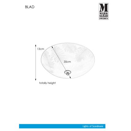 Markslöjd 107754 - Kattovalo BLAD 2xE14/40W/230V halkaisija 35 cm