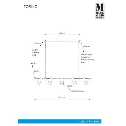Markslöjd 107784 - Kattokruunu narulla TORINO 5xGU10/7W/230V