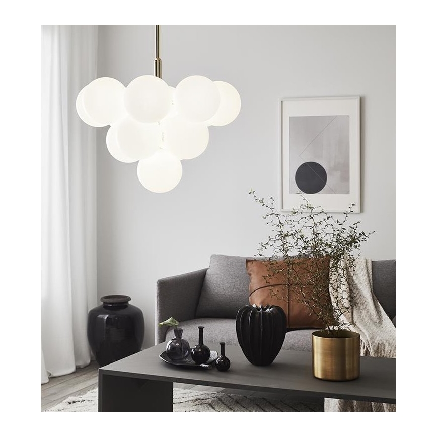 Markslöjd 107903 - Kattokruunu MERLOT tangolla 13xG9/20W/230V Ø 56 cm valkoinen/kultainen