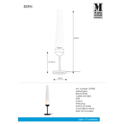 Markslöjd 107905 - Pöytävalaisin BERN 1xG9/20W/230V