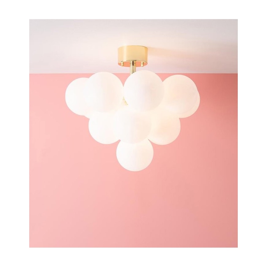 Markslöjd 107912 - Pintakiinnitteinen kattokruunu MERLOT 13xG9/20W/230V halkaisija 56 cm valkoinen/kultainen