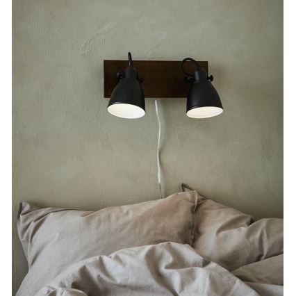 Markslöjd 108213 - Seinäkohdevalo NATIVE 2xE14/18W/230V musta/ruskea